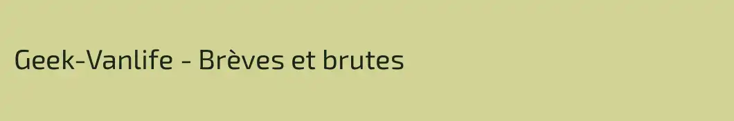 Geek-Vanlife - Brèves et brutes
